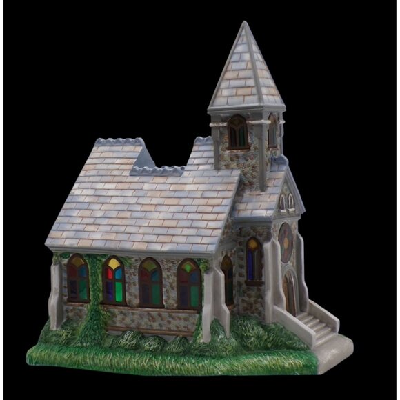 Partylite Exclusive Olde World Village #2 Stained Glass CHURCH Tealight House - Picture 5 of 8